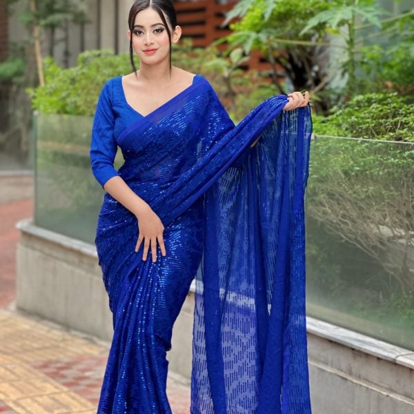 Premium Indian Chiffon Georgette Share - Blue