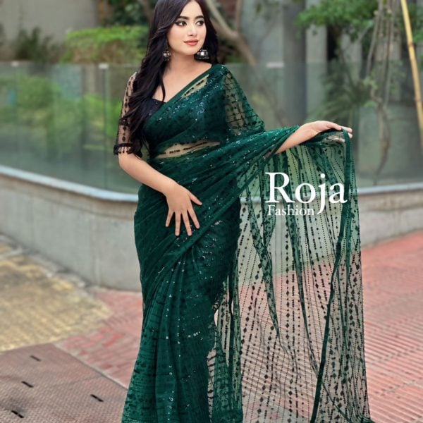 Premium Indian Soft Net Sare - Green